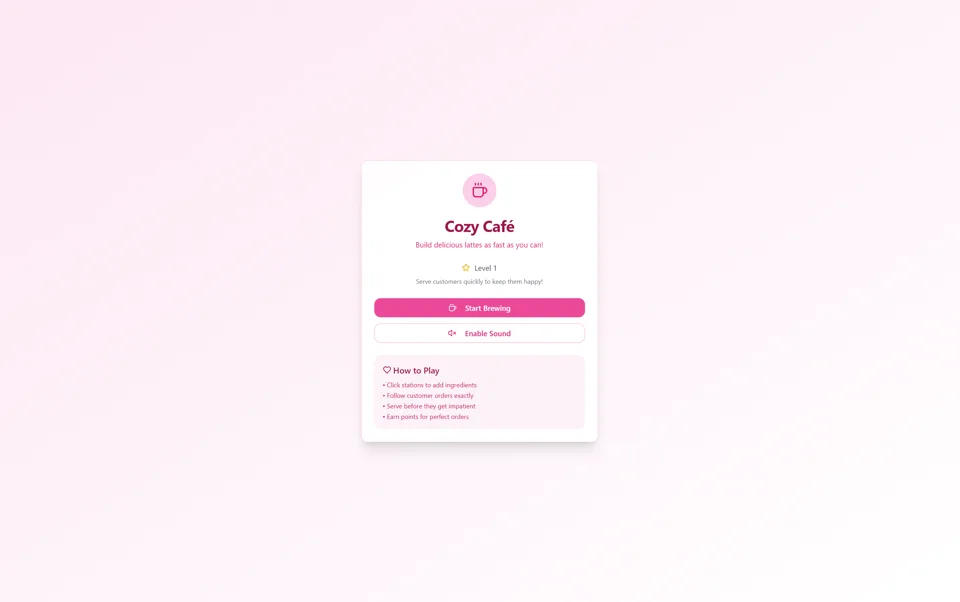 Cozy Cafe Vibecoding Load Screen